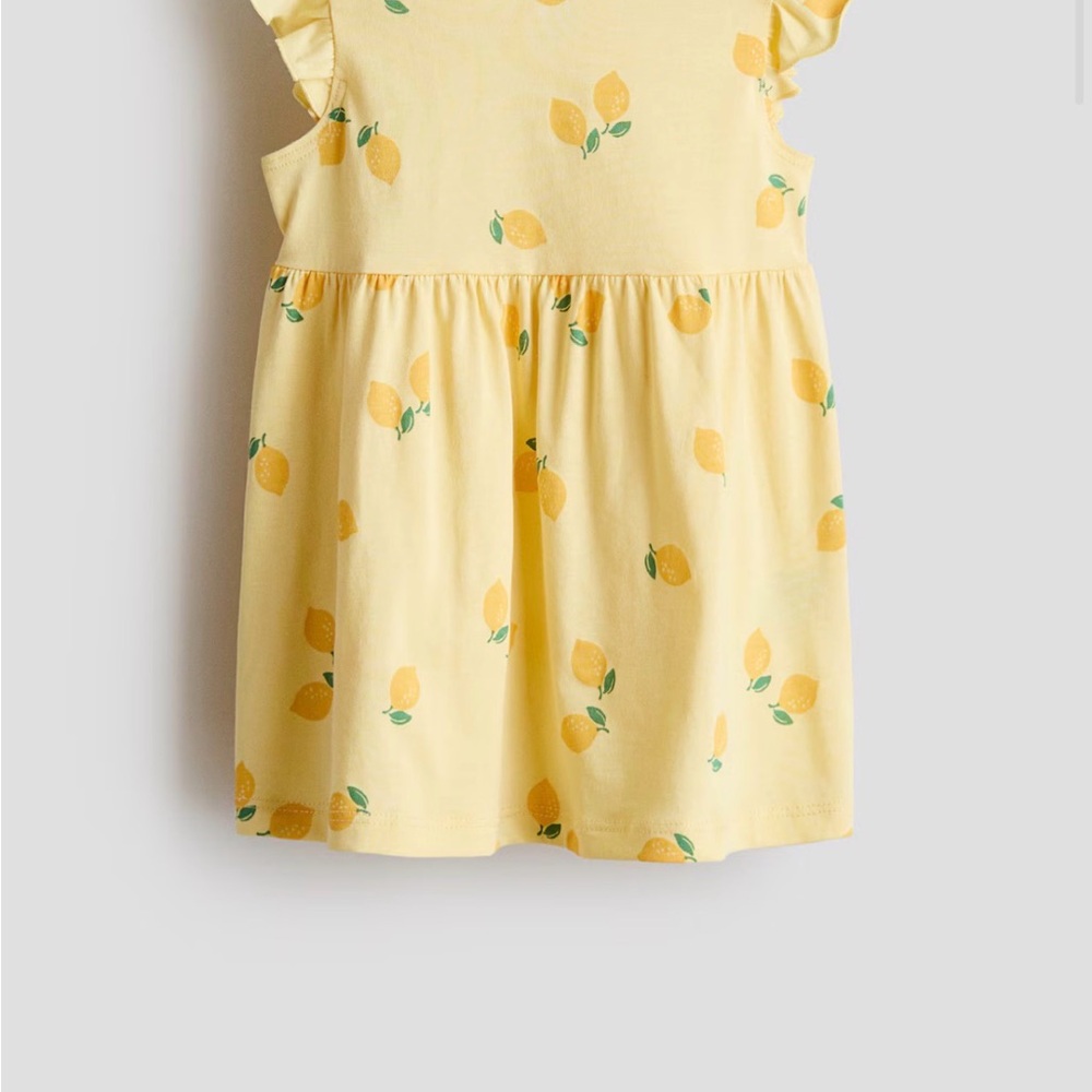 Yellow Lemon Print Girls' Dress